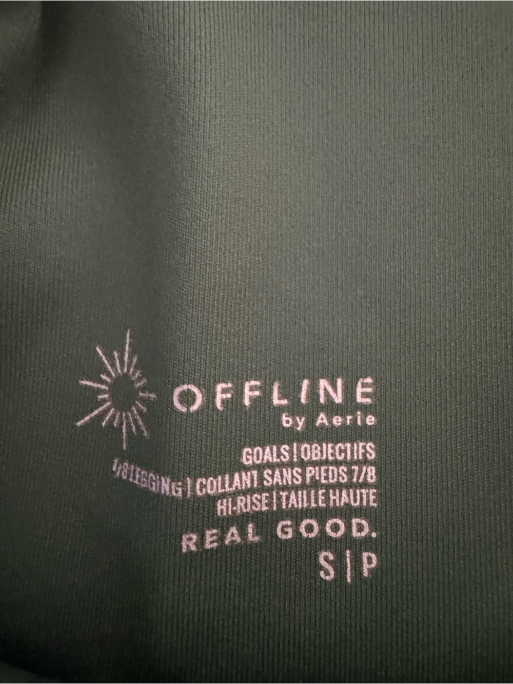 OFFLINE by Aerie Cropped Active Top in Forest Green & high waisted leggings set - Picture 3 of 12